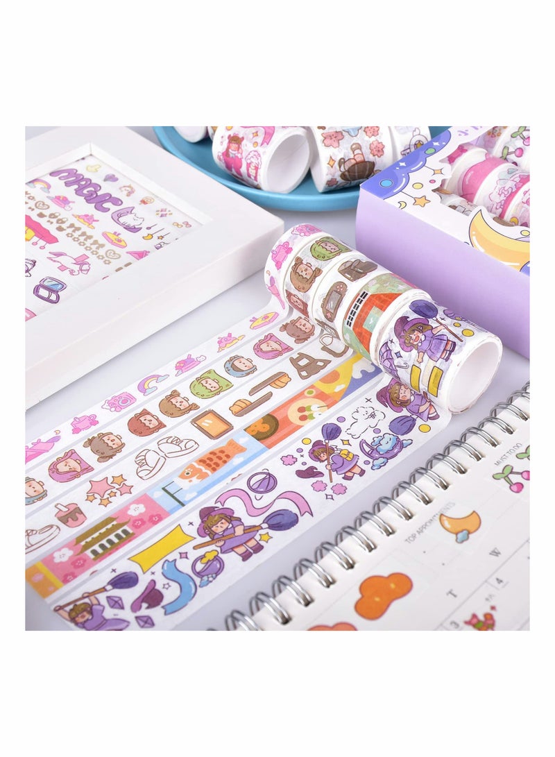 20 Rolls Cute Washi Tape Set, Wide Kawaii Cartoon Animals Aesthetic Decorative Masking Tape Sets for Scrapbook, Journaling, Kid's DIY Craft, Scrapbooking Supplies - Image 3